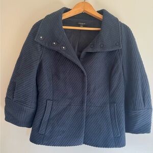 Wool Ann Taylor Navy Blue Jacket Snap Buttons